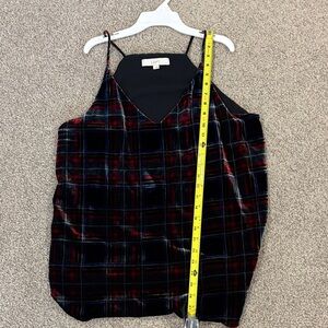 LOFT Women's Plaid Cami Top - Black and Red